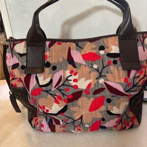Fossil Crossbody Bag - Red, Pink, Gray Floral Design Detachable For Handbag